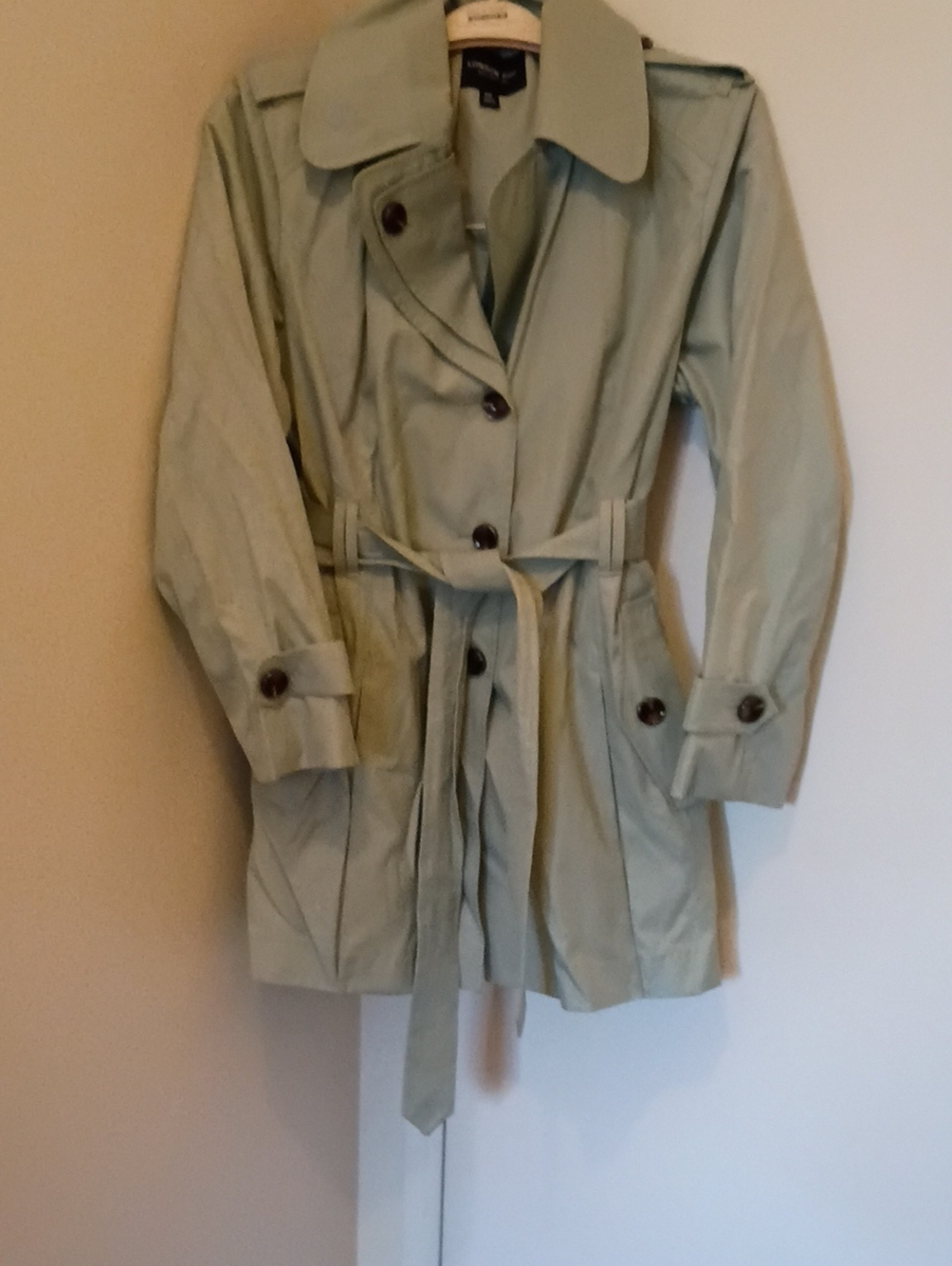 London Fog Trench With Belt In Mint Green
